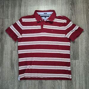 Tommy Hilfiger Men's Size XL Short Sleeve Polo Shirt Classic Fit red striped